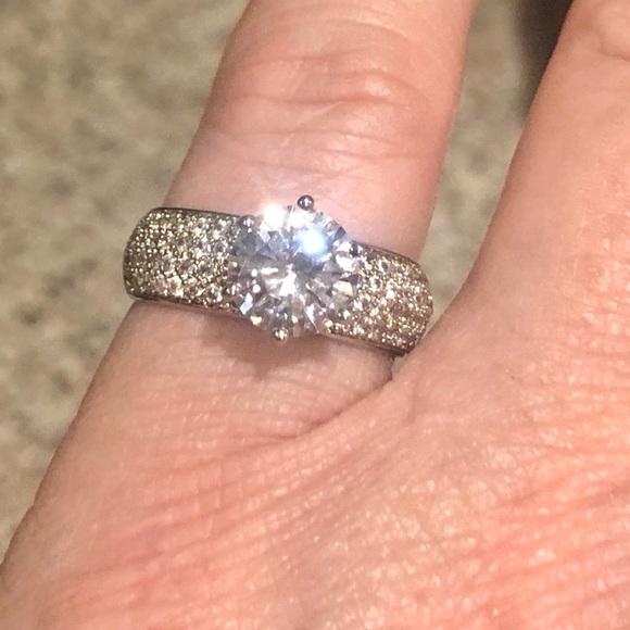 🍃💐3ct 5A Hearts & Arrows Cz on pave 925 sz7💐🍃 - Picture 3 of 16